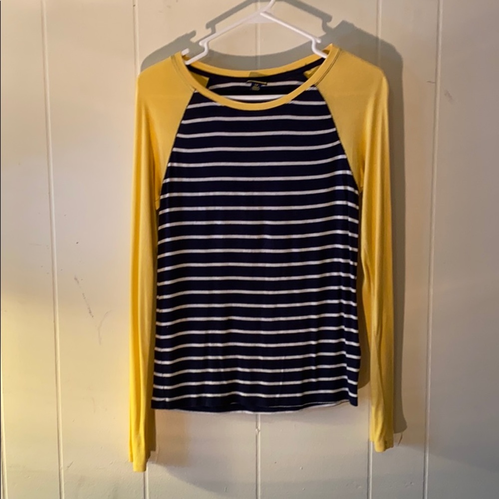 Yellow & Navy blue baseball style top